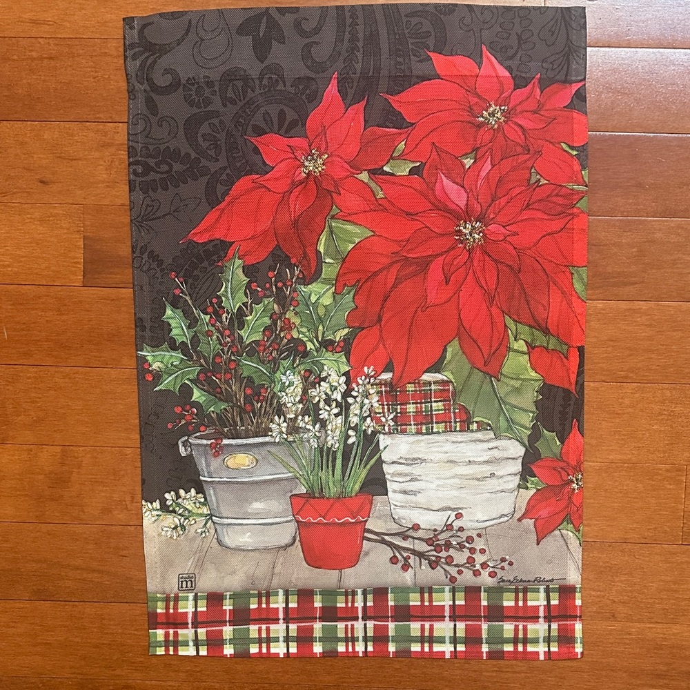 Festive Poinsettia 12 X 18 Garden Flag